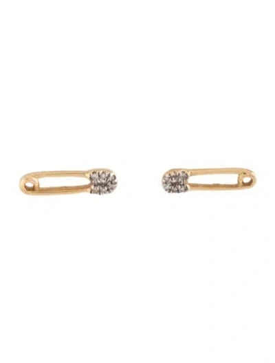 Pre-owned Adina Reyter 14k Diamond Safety Pin Stud Earrings In Multicolor