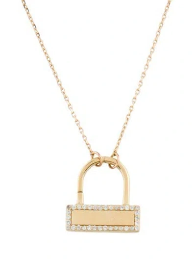 Pre-owned Adina Reyter 14k Diamond Small Lock Pendant Necklace, 18.25" In Multi