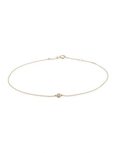 Pre-owned Adina Reyter 14k Diamond Station Ankle Bracelet, 9.5" In Multicolor