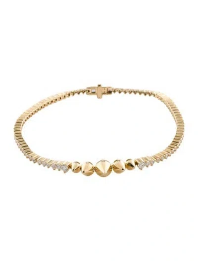 Pre-owned Adina Reyter 14k Diamond Stud Tennis Bracelet, 7" In Multi