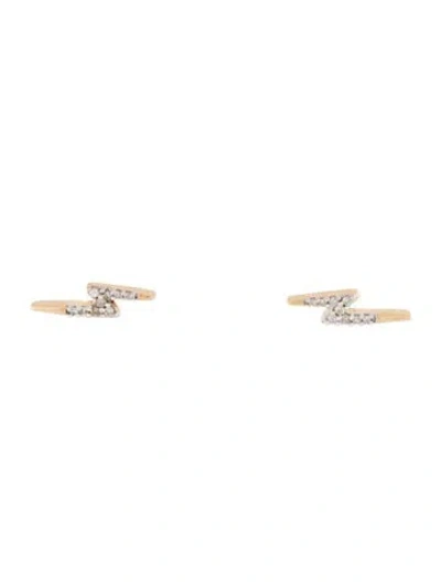 Pre-owned Adina Reyter 14k Diamond Tiny Lightning Bolt Stud Earrings In Multi