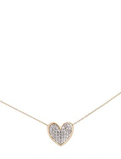Pre-owned Adina Reyter 14k Diamond Tiny Pavé Folded Heart Necklace, 16" In Multi