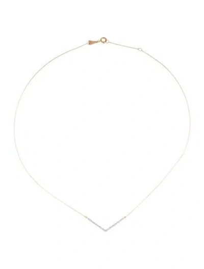 Pre-owned Adina Reyter 14k Diamond 'v' Pendant Necklace, 16" In Multi