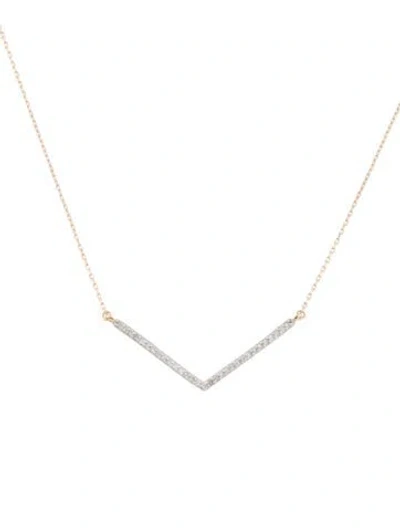 Pre-owned Adina Reyter 14k Diamond V Pendant Necklace, 16" In Multi