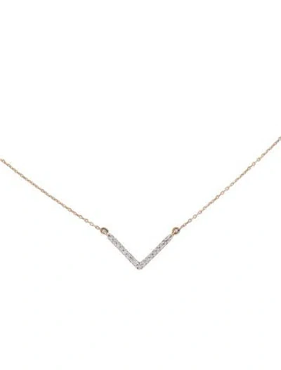 Pre-owned Adina Reyter 14k Diamond V Pendant Necklace, 18" In Multi