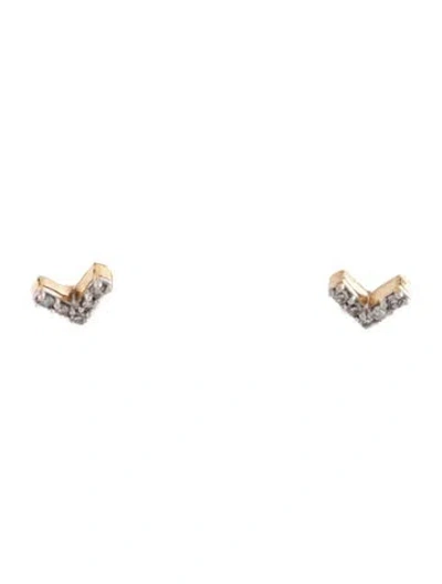 Pre-owned Adina Reyter 14k Diamond V Stud Earrings In Multicolor