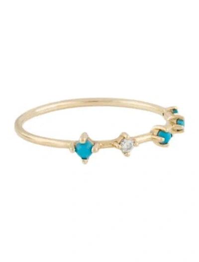 Pre-owned Adina Reyter 14k Dyed Magnesite & Diamond Graduated Stacking Band In Multi