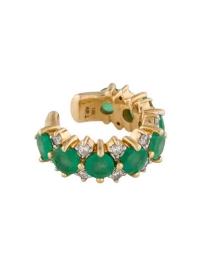 Pre-owned Adina Reyter 14k Emerald & Diamond Ear Cuffs In Multi