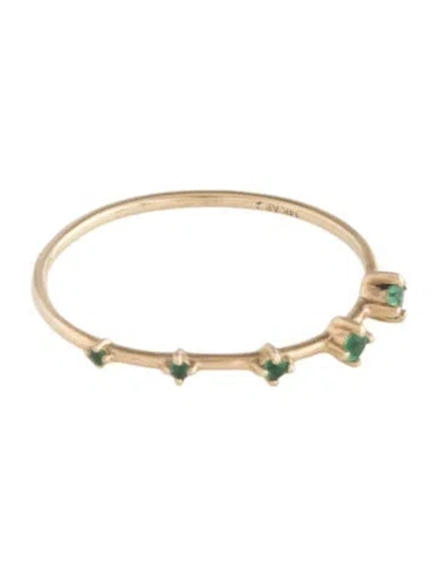 Pre-owned Adina Reyter 14k Emerald Graduated Stacking Ring In Multi