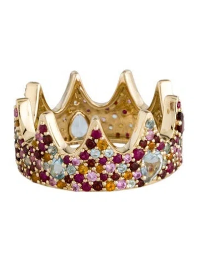 Pre-owned Adina Reyter 14k Multistone Crown Eternity Ring