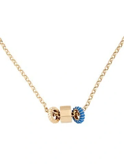 Pre-owned Adina Reyter 14k Rolo Chain Necklace W/ 9k Assorted Beads, 16" In Blue