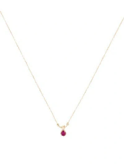 Pre-owned Adina Reyter 14k Ruby & Diamond Pendant Necklace, 16" In Multi