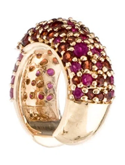 Pre-owned Adina Reyter 14k Ruby & Garnet Single Ear Cuff Earring In Multi