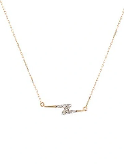 Pre-owned Adina Reyter 14k Tiny Pavé Lightning Bolt Necklace, 17" In Multi