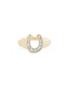 Adina Reyter Baguette Diamond Horseshoe Signet Ring In Gold