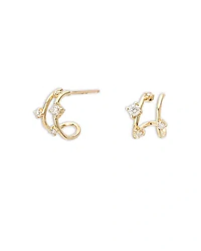 Adina Reyter 14k Yellow Gold Diamond Double J Hoop Earrings