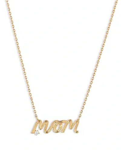 Adina Reyter 14k Yellow Gold Diamond Grooved Mom Pendant Necklace, 15-16