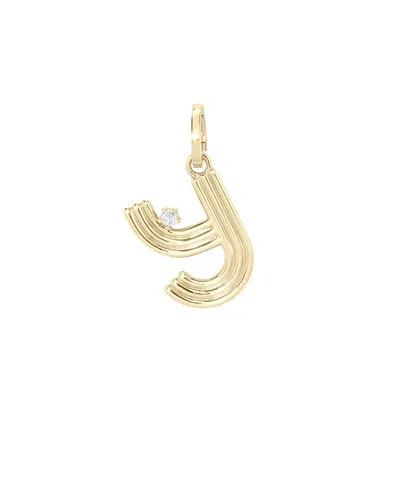 Adina Reyter 14k Yellow Gold Diamond Groovy B Initial Pendant, 0.06 Tcw In Gray