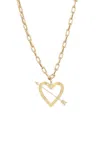 Adina Reyter Pierced Heart Charm And Chain Link Necklace In Gold