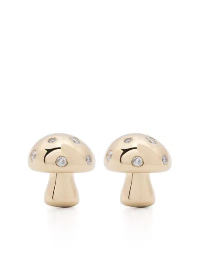 Adina Reyter Enchanted Mushroom Diamond Stud Earrings In Gold