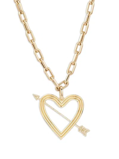Adina Reyter 14kt Yellow Gold Heart And Arrow Diamond Necklace