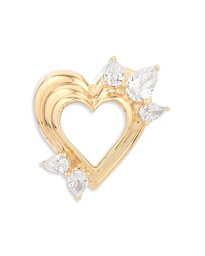 Adina Reyter 14k Yellow Gold Lab Grown Diamond Pear Cut Groovy Heart Big Bead Pendant