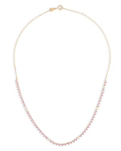 Adina Reyter 14k Yellow Gold Pink Sapphire & Diamond Riviera Necklace, 14-16 In Pink/gold