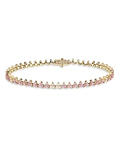 Adina Reyter 14k Yellow Gold Pink Sapphire & Diamond Tennis Bracelet