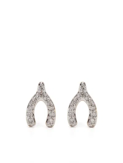 Adina Reyter 14k Yellow Gold Wishbone Diamond Stud Earrings