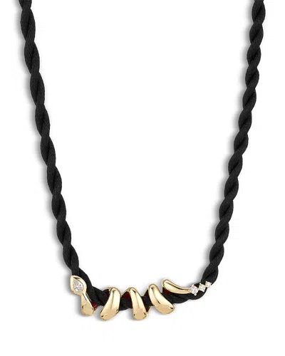 Adina Reyter 14k Yellow Gold Year Of The Snake Xl Diamond Wrap Big Bead Cord Necklace, 16 In Black