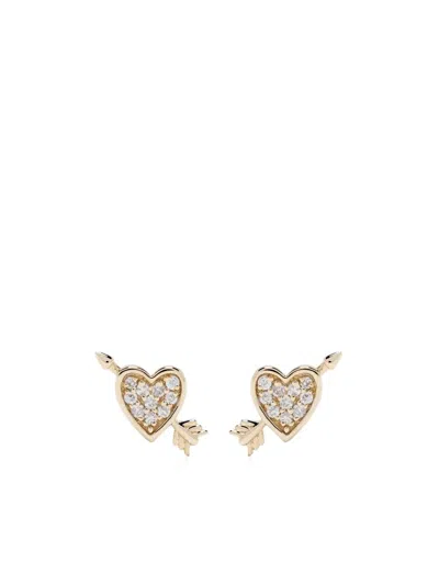 Adina Reyter 14kt Yellow Gold Heart And Arrow Diamond Stud Earrings
