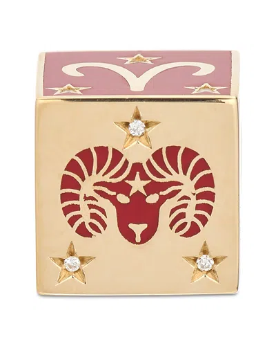 Adina Reyter 9k Aries Zodiac Diamond & Ceramic Block Big Bead In Gold