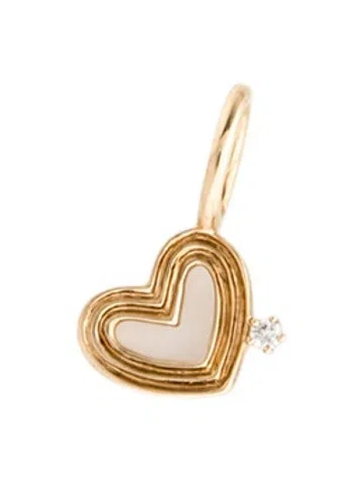 Pre-owned Adina Reyter 9k Diamond Groovy Mini Heart Charm In Multicolor
