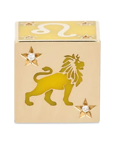 Adina Reyter 9k Leo Zodiac Diamond & Ceramic Block Big Bead In Gold