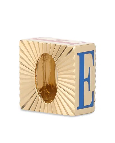 Adina Reyter 9k Yellow Gold Ceramic Initial Fluted Big Bead Pendant