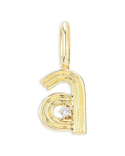 Adina Reyter 9k Yellow Gold Diamond Groovy Initial A Charm Pendant