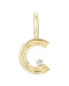 Adina Reyter 9k Yellow Gold Diamond Groovy Initial Charm Pendant