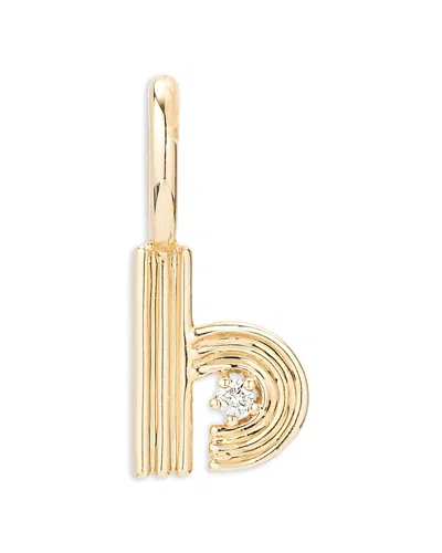 Adina Reyter 9k Yellow Gold Diamond Groovy Initial Charm Pendant In B