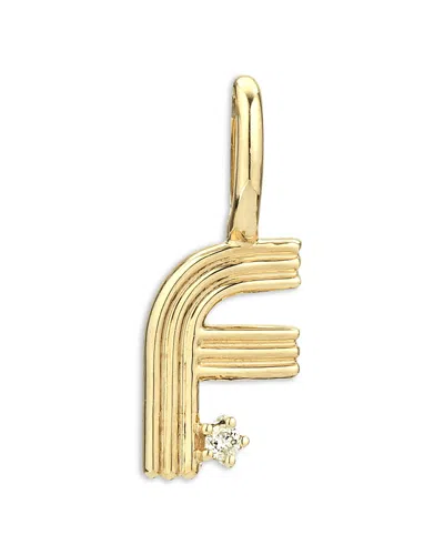 Adina Reyter 9k Yellow Gold Diamond Groovy Initial Charm Pendant In F