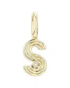 Adina Reyter 9k Yellow Gold Diamond Groovy Initial Charm Pendant In S