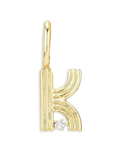 Adina Reyter 9k Yellow Gold Diamond Groovy Initial K Charm Pendant