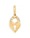 Adina Reyter 9k Yellow Gold Diamond Heart Padlock Mini Charm Pendant In Gold