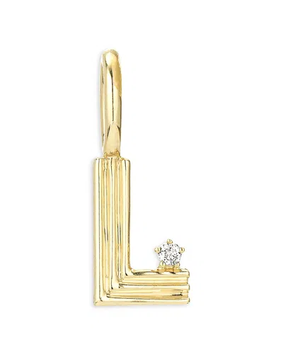 Adina Reyter 9k Yellow Gold Groovy Diamond L Initial Mini Bead Charm, 0.01 Ct. T. W.