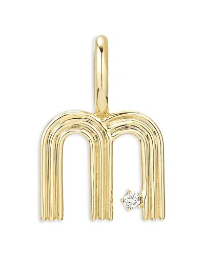 Adina Reyter 9k Yellow Gold Groovy Diamond M Initial Mini Bead Charm, 0.01 Ct. T. W.