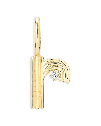 Adina Reyter 9k Yellow Gold Groovy Diamond R Initial Mini Bead Charm, 0.01 Ct. T. W.