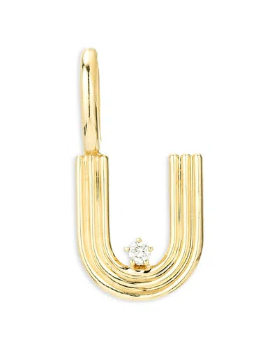 Adina Reyter 9k Yellow Gold Groovy Diamond U Initial Mini Bead Charm, 0.01 Ct. T. W.