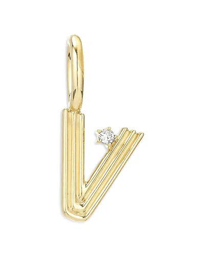 Adina Reyter 9k Yellow Gold Groovy Diamond V Initial Mini Bead Charm, 0.01 Ct. T. W.