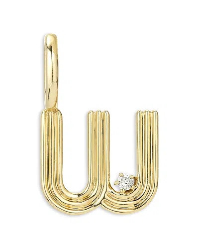 Adina Reyter 9k Yellow Gold Groovy Diamond W Initial Mini Bead Charm, 0.01 Ct. T. W.