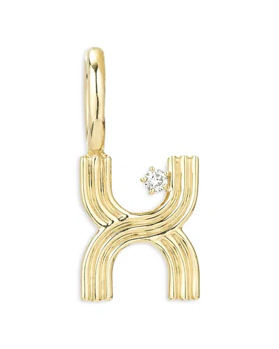 Adina Reyter 9k Yellow Gold Groovy Diamond X Initial Mini Bead Charm, 0.01 Ct. T. W.