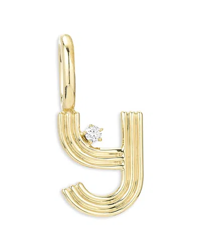 Adina Reyter 9k Yellow Gold Groovy Diamond Y Initial Mini Bead Charm, 0.01 Ct. T. W.